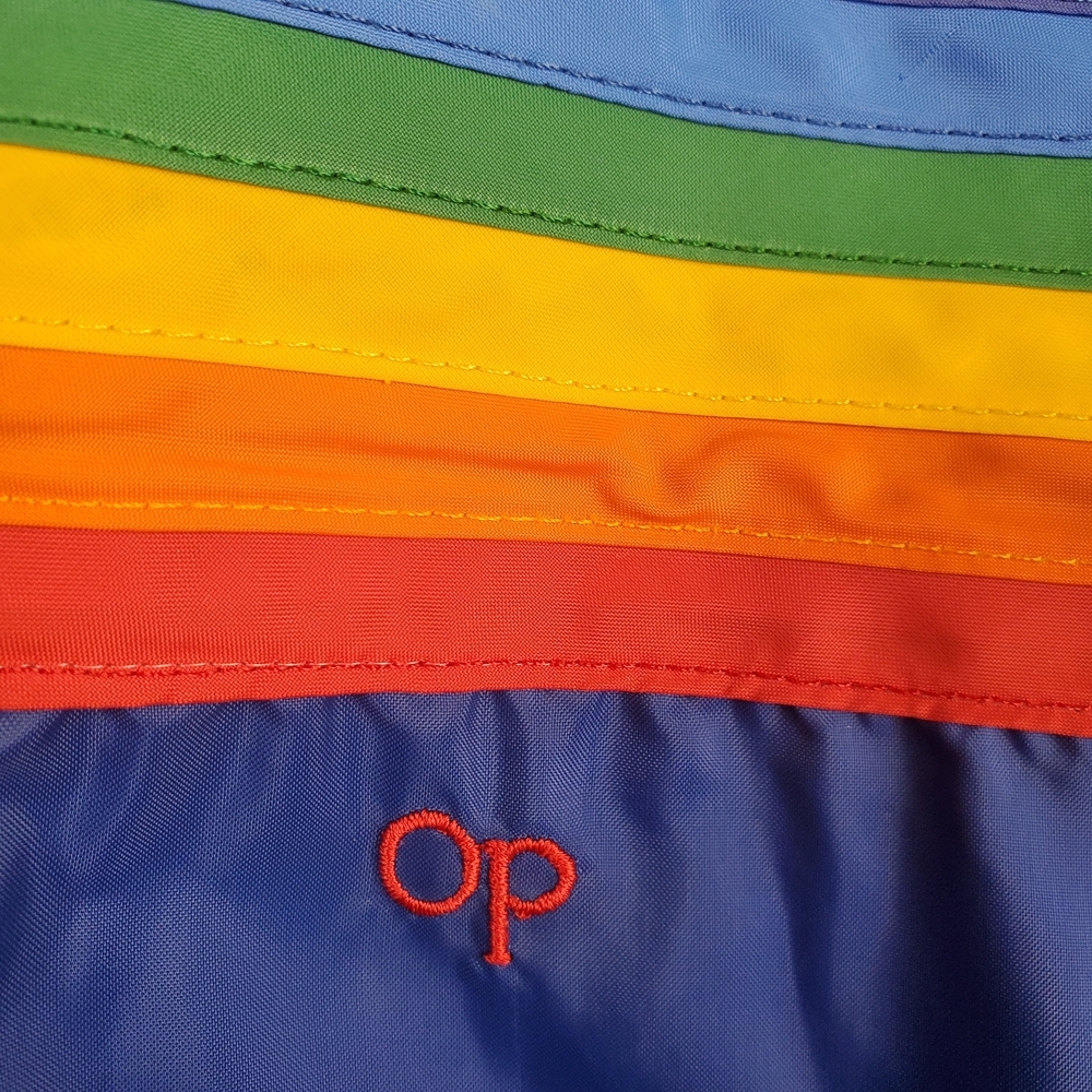 80s OP Blue Windbreaker with Rainbow Stripe. SMALL. #244 - Picture 6 of 15